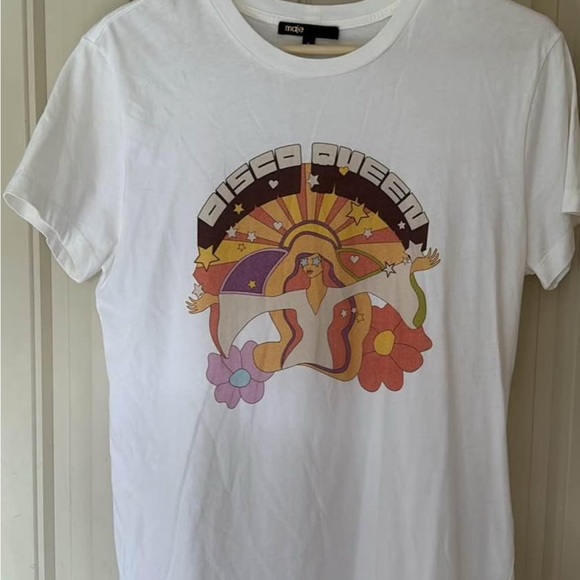 Maje Disco Queen Graphic T-Shirt - White - Picture 1 of 1